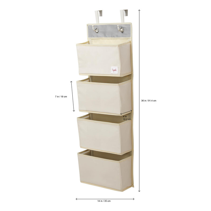 3 Sprouts - Children's Nursery Over the Door Organizer with Hooks - Ostrich, Blue