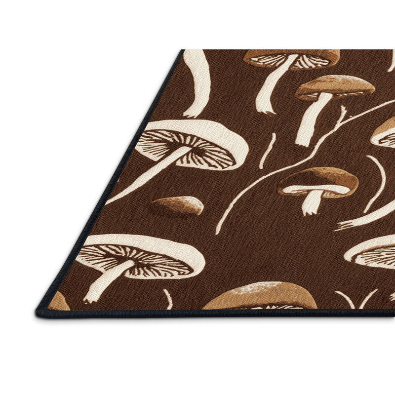 Washable Portobello Mushroom Vegetables Area Rug, Rectangle 5' x 7'