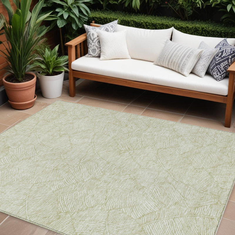 Tapis intérieur lavable floral 8 po x 10 po vert artichaut