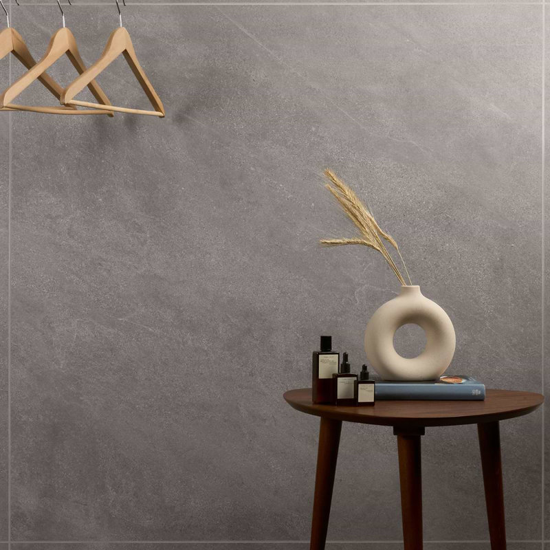 Era 48x48 Matte Textured Limestone Look Porcelain Tile, Slate Gray