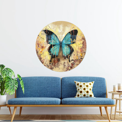 Butterfly Glass Wall Hanging for Personalized Teacher Gift in Abstract Animal Art Style