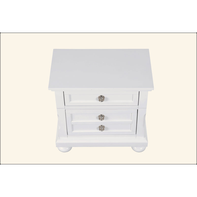 Charmante table de chevet avec une capacité de rangement exceptionnelle et un design élégant, Blanc