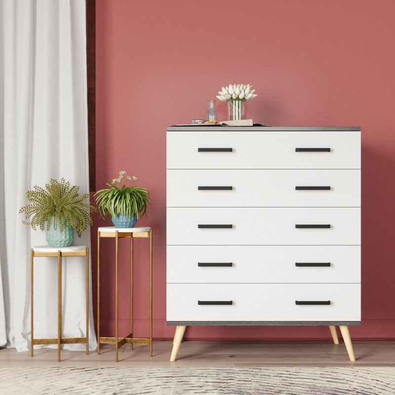 Classic 5 Drawer Chest, Charcoal Oak/Silver Oak
