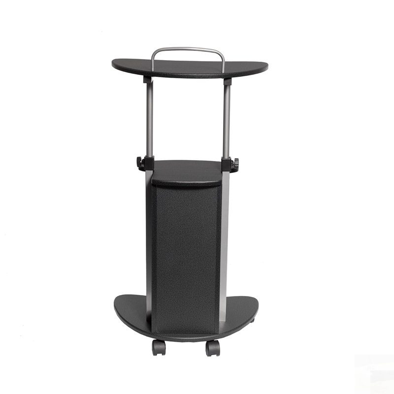 Chariot pour ordinateur portable à hauteur ajustable avec rangement, assis et debout, graphite, pour le travail et les études