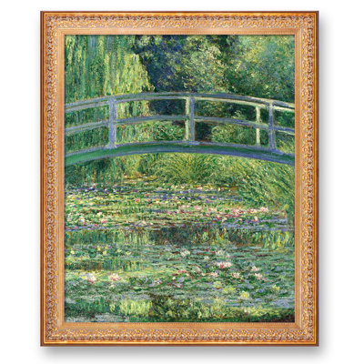 «The Water-Lily Pond» par Claude Monet, reproduction encadrée World Classic pour HomeDecor, cadre doré à motif rétro