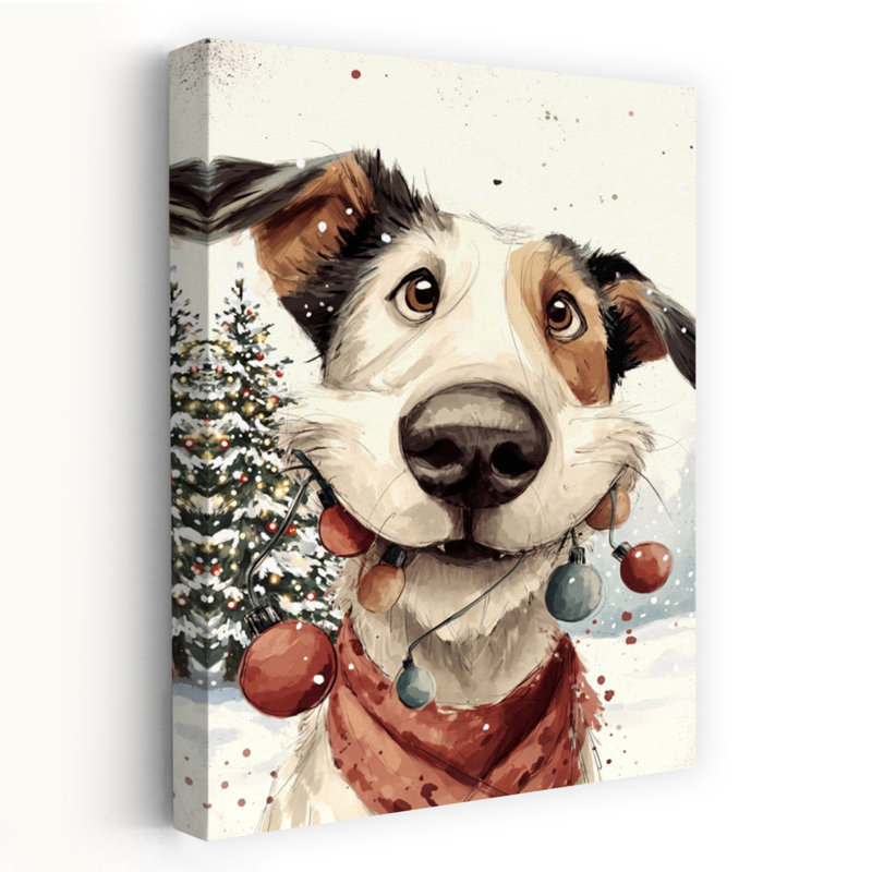 Contemporary Art Contemporary Dog Nature Winter Wall Art 1 Piece Wrapped Canvas Wall Art, 30.48 cm H x 20.32 cm W