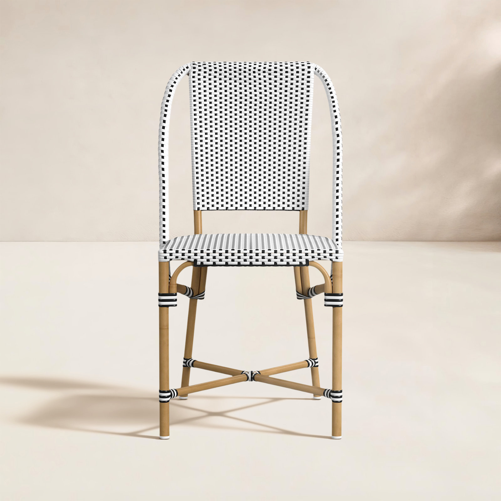 Ellie Patio Dining Chair, Black/White