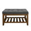 Lin avec base en bois de hêtre et tablette au design élégant gris foncé, grand repose-pieds carré pour le salon-1715603248