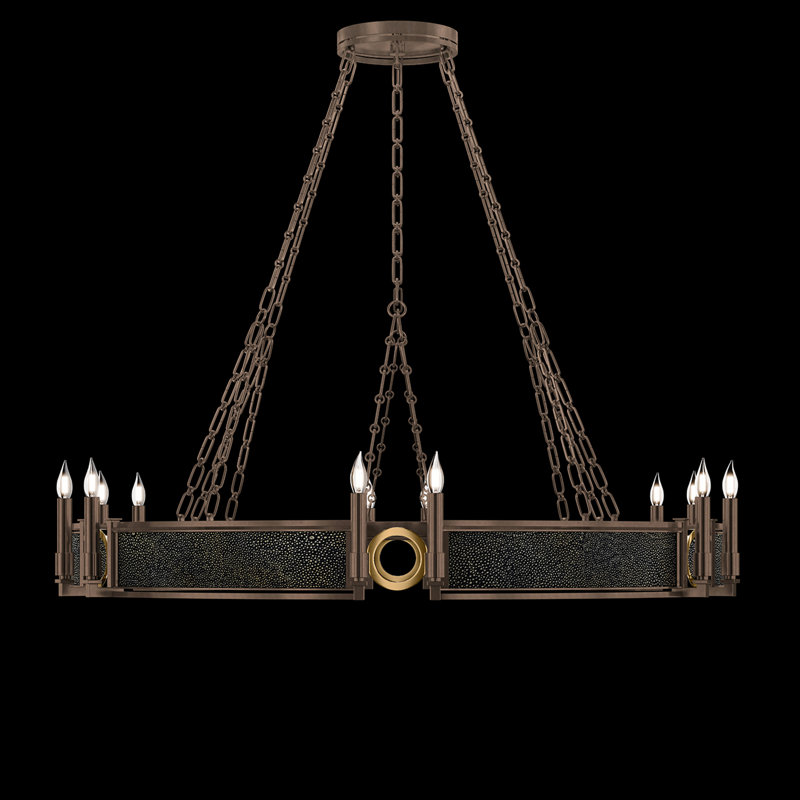 Lustre rond l 49,75 po Mirage, Chevalier noir / bronze / laiton