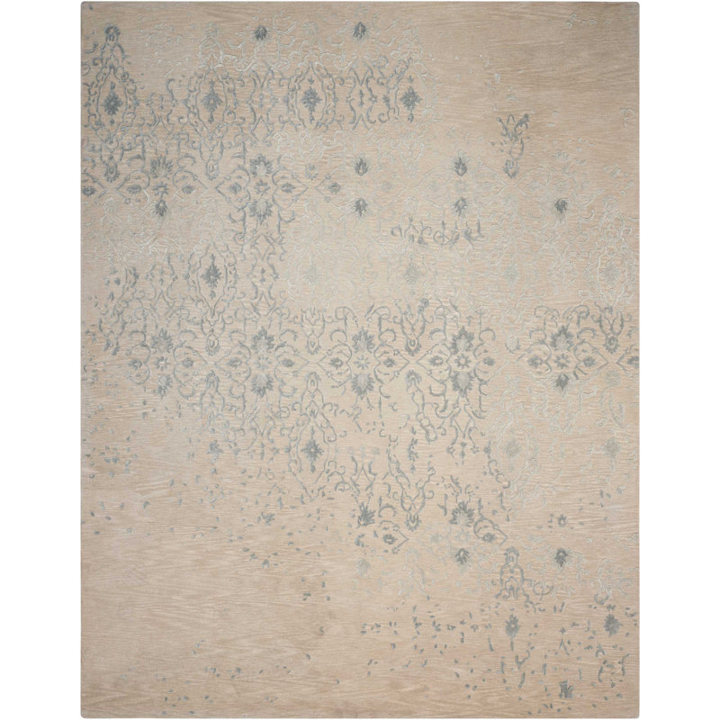Tapis beige contemporain fait à la main Paris Damask, Rectangle 5 pi 6 po x 7 pi 5 po