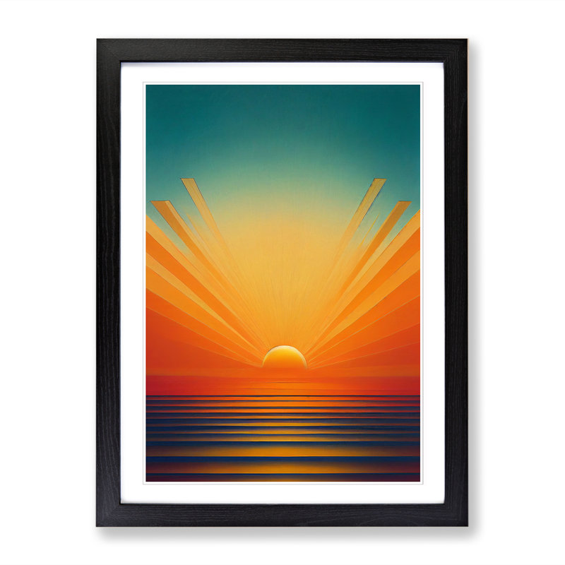 An Deco Sunrise Vol.4 Framed Print, 34cm H x 25cm W x 2cm D, Walnut Framed