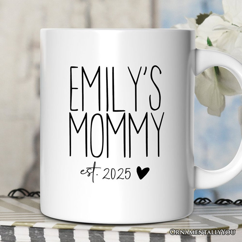 Tasse New Mom, cadeau de maman bénie avec nom personnalisé et année