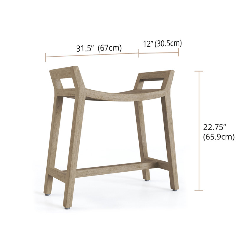 Banc de douche breveté en teck Ascend-Mist, H 21 po x l 18 po x P 12 po