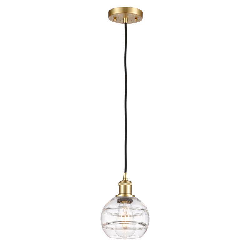Luminaire suspendu à 1 lumière Ballston Bienes-516-G556, H 11,63 po x l 10 po x P 10 po, Transparent, Cuivre antique