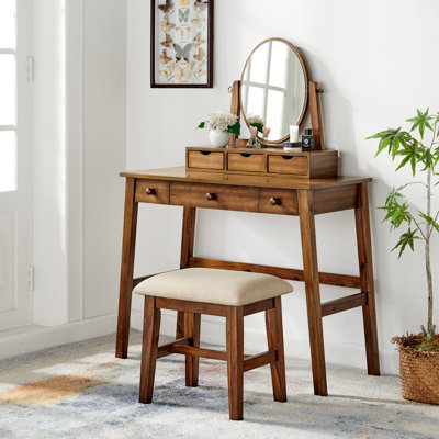 Crosstown Makeup Vanity Set with Stool