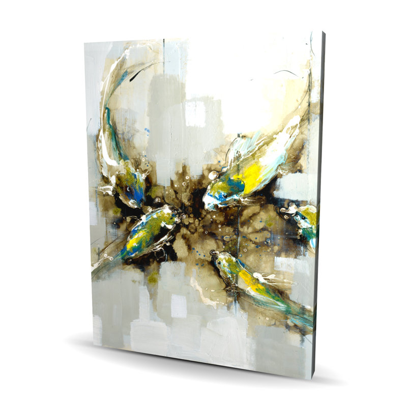 Four Abstract Koi Fishes Canvas - Brown Aquatic Home Decor