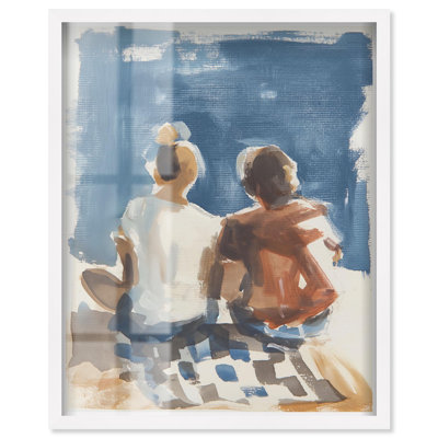 Couple, pique-nique, boîte-cadre, décor côtier par Art Remedy