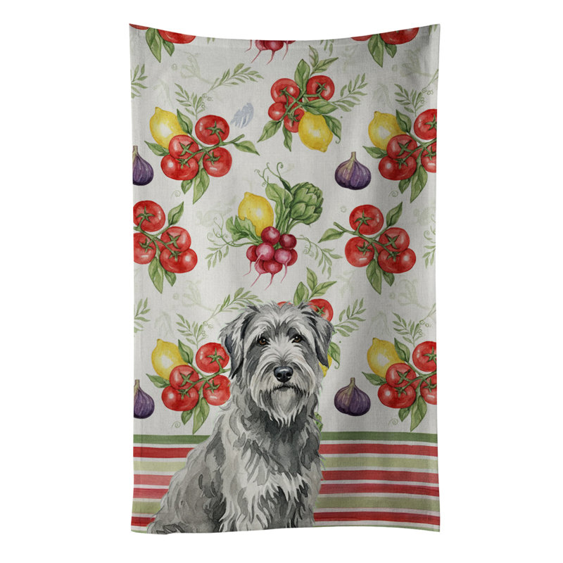 Gray Briard Vegetables Kitchen Towel, Gray Briard