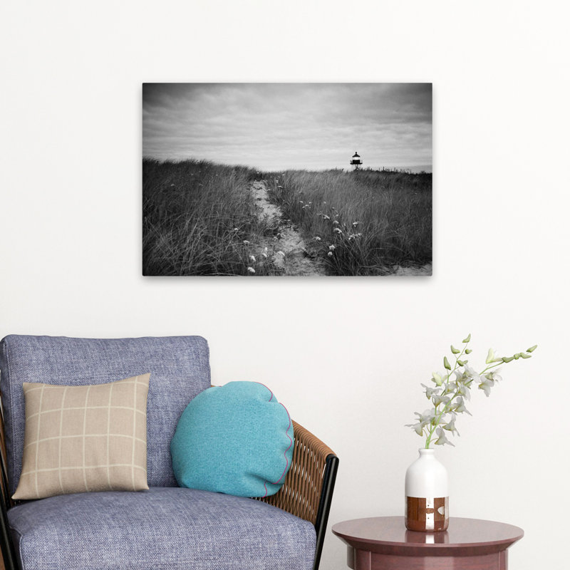 Nantucket clair contemporain noir noir et blanc plage florale Gras, H 24 po x l 16 po