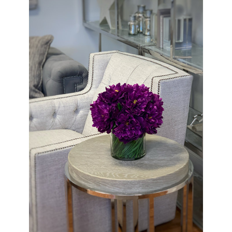 Peonies Floral Arrangement in Vase, Purple