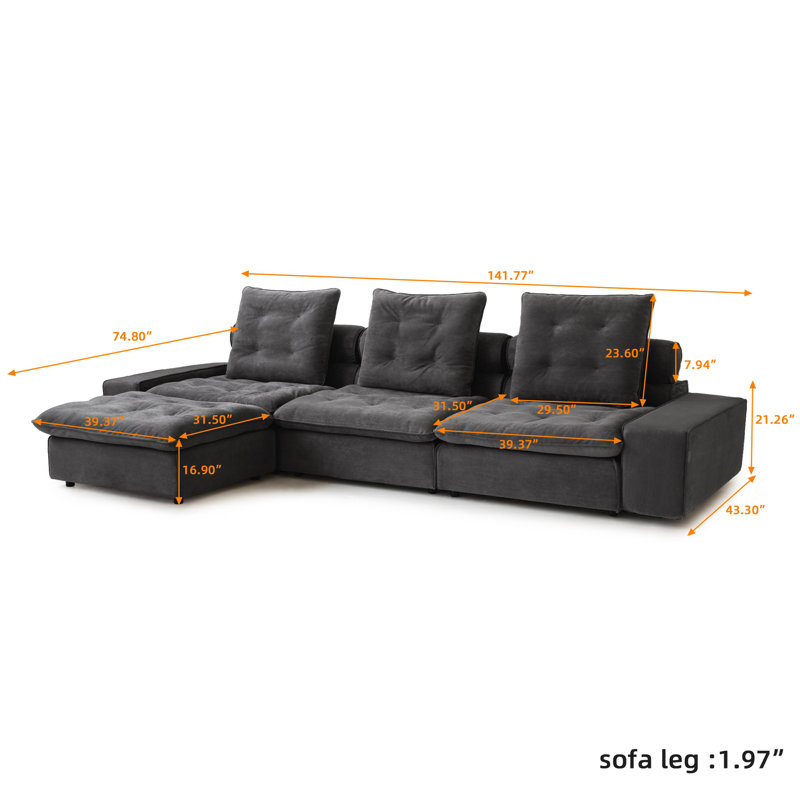 Canapé modulaire Sky Cloud , Tissu gris