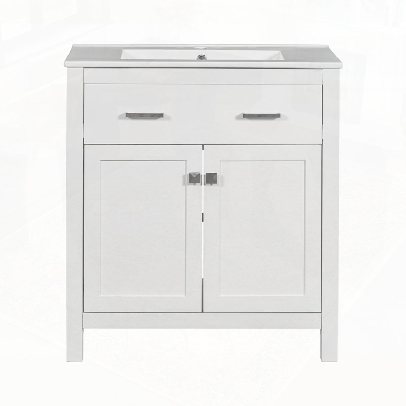 Bathroom Vanity with Ceramic Sink, White