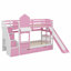 Lit superposé de style château avec 2 tiroirs, 3 tablettes et glissade-1203842424