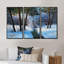 Christmas Forest With River And Trees III - 3 Piece Floater Frame Print on Canvas-425386834-425386835