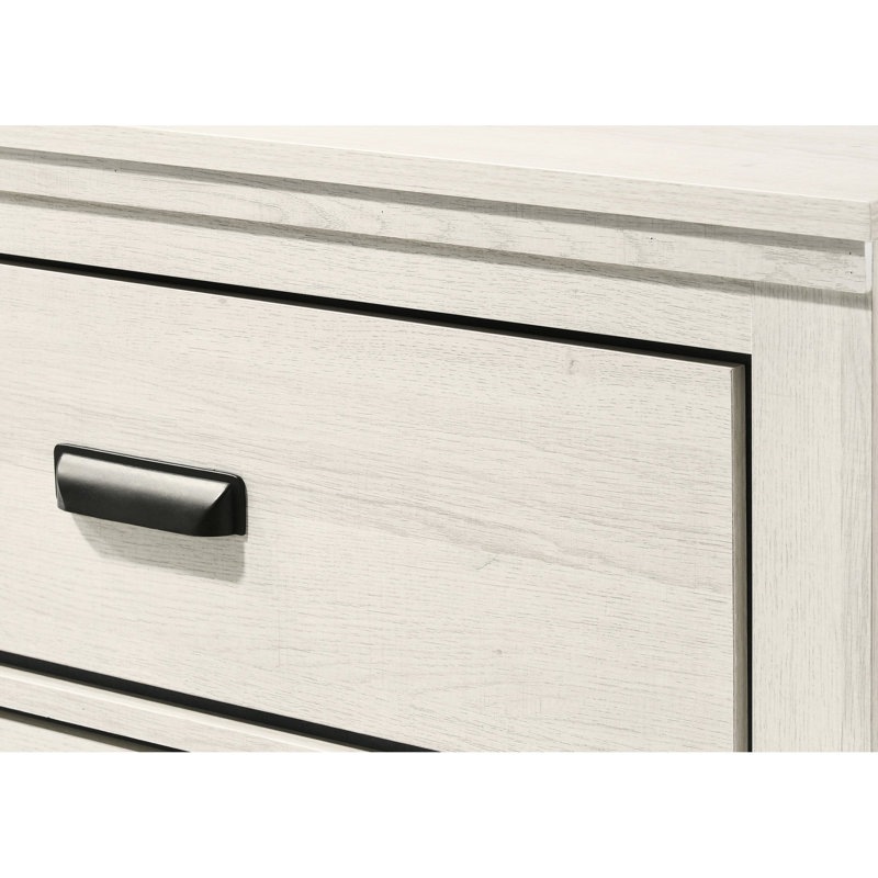 Élégante table de chevet 2 à finition mixte avec poignée et poignées en métal noir pour la chambre à coucher, Beige