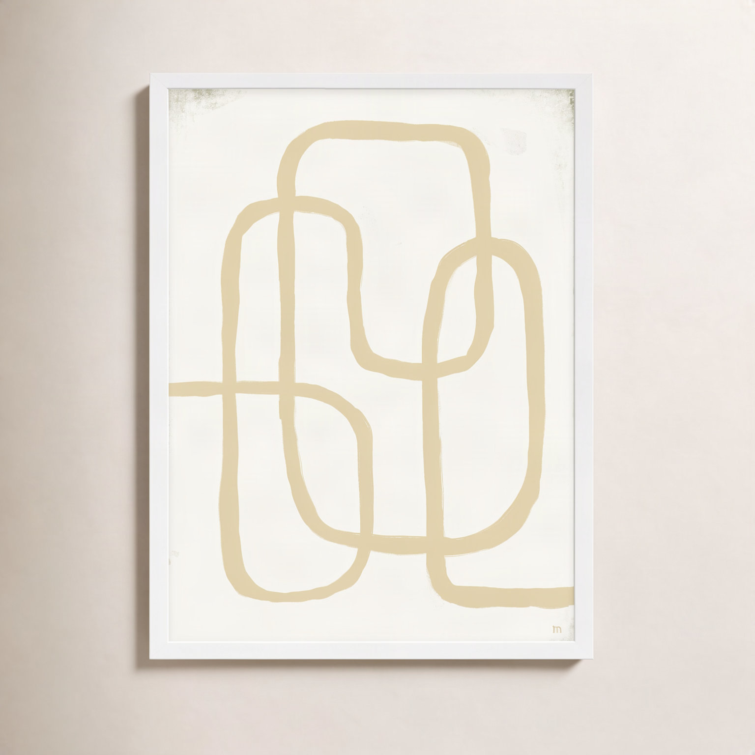 Line Works In White 2 by StudioM, 20" H x 14" W x 1.25" D, White Framed Paper