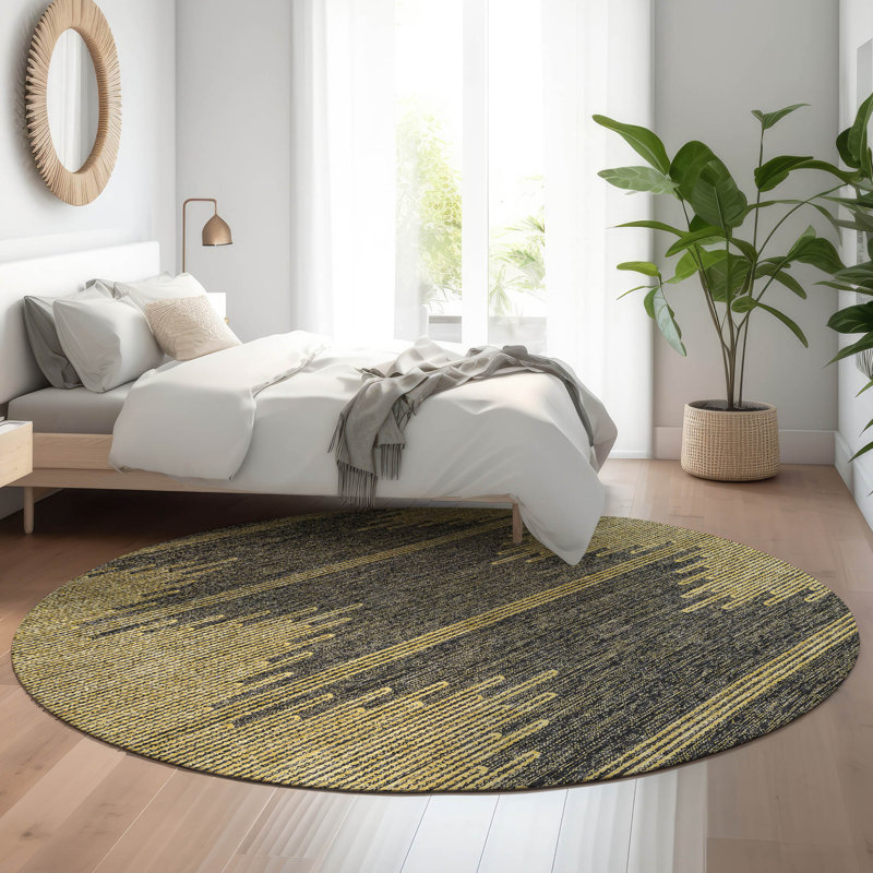 Premium Machine Washable Cerrito Graphite Rug, Round 8'