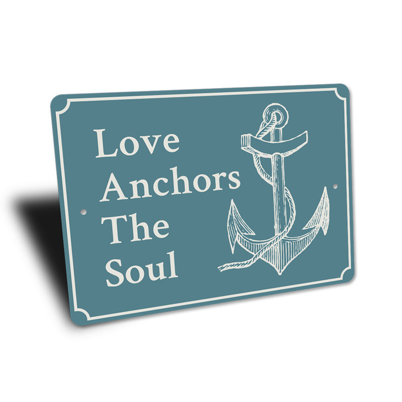 Signe en aluminium «Love Anchors The Soul», H 12 po x l 18 po x P 0,06 po