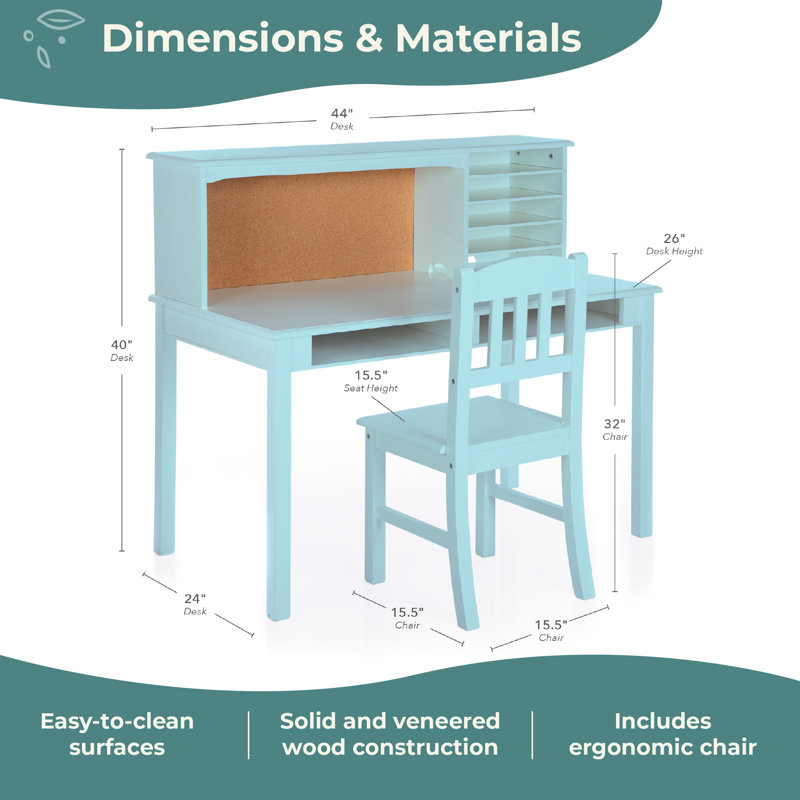 Ensemble de bureau et chaise pour enfants, Sarcelle