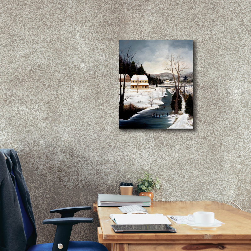  «Ice Fishing» par JL Munro, art mural sur toile, 20 po x 24 po, H 24 po x l 20 po