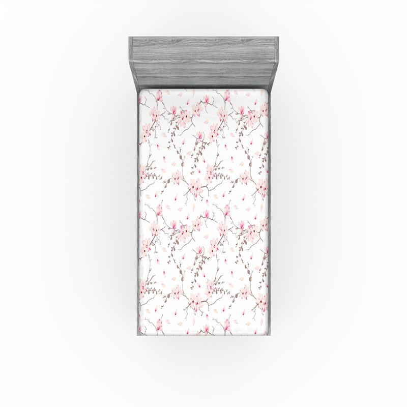 Ensemble de 2 draps-housses Ambesonne, Drap-housse simple TG, Rose pâle, mauve, taupe / floral