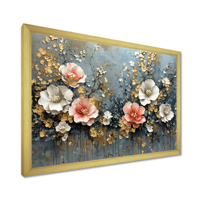 Winter Dance Of Poppies Music - coquelicots, art mural, H 12 po x l 20 po, Cadre simple, Doré