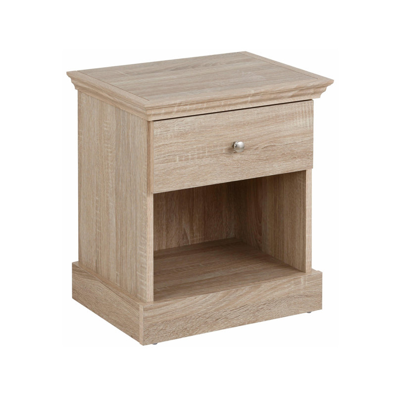 1 Drawer Bedside Table Modern, Oak