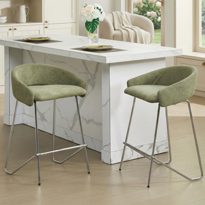 Upholstered Counter Stool with Metal Frame