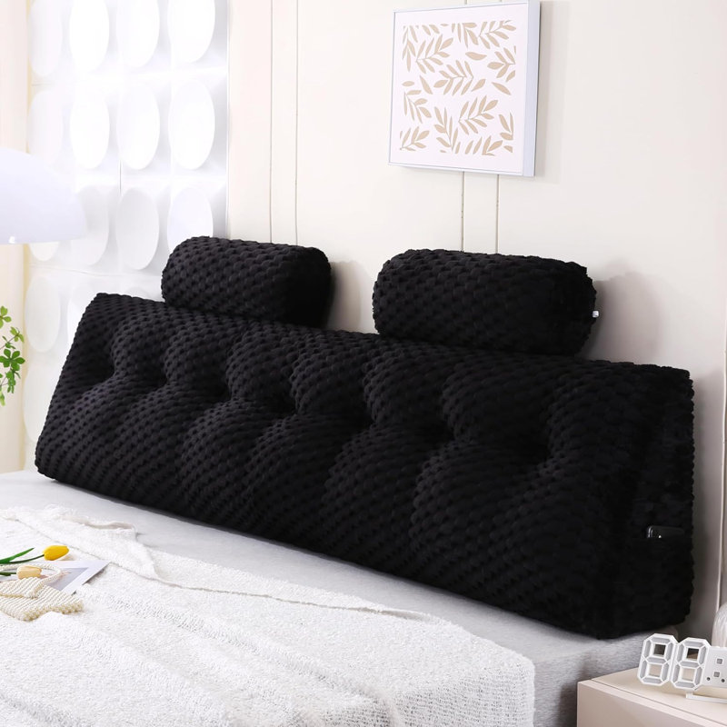 Combination Headboard pillow-1 Wedge Headboard Pillow + 2 Head Pillows, 7.87"H x 75.98"W, Gray