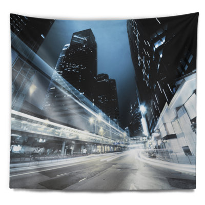 Cityscape de la nuit dans le tapisserie de hong kong