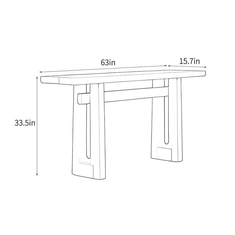 Console rétro simple., Noir, H 33,5 po x l 63 po x P 15,7 po