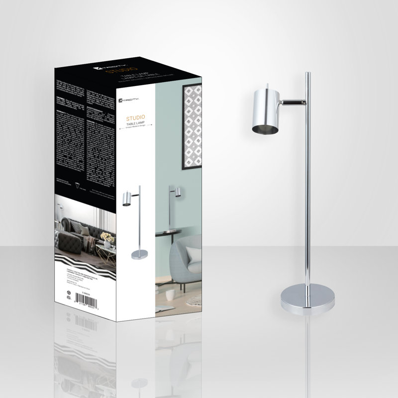 Lampe de table chromée 20 "avec prise
