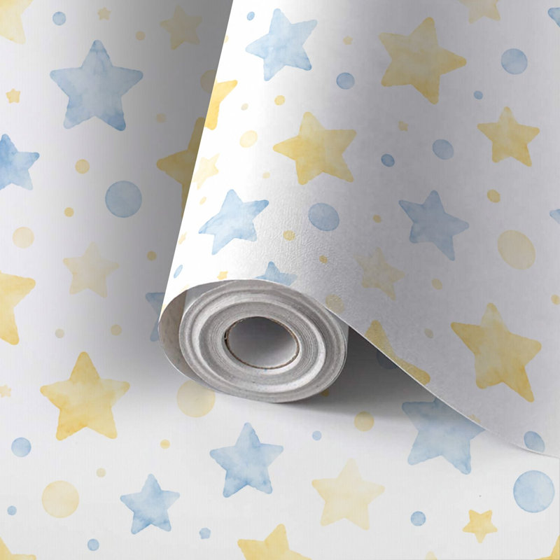 Papier peint auto-adhésif à motif d'aquarelle étoiles de la lune sans soudure