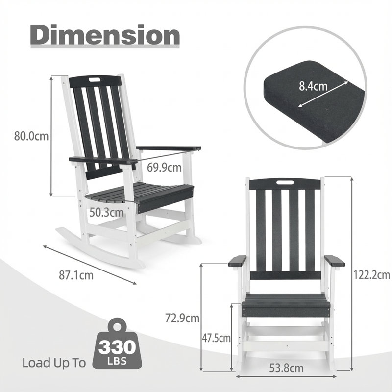 Outdoor Chair, Dark Gray/White