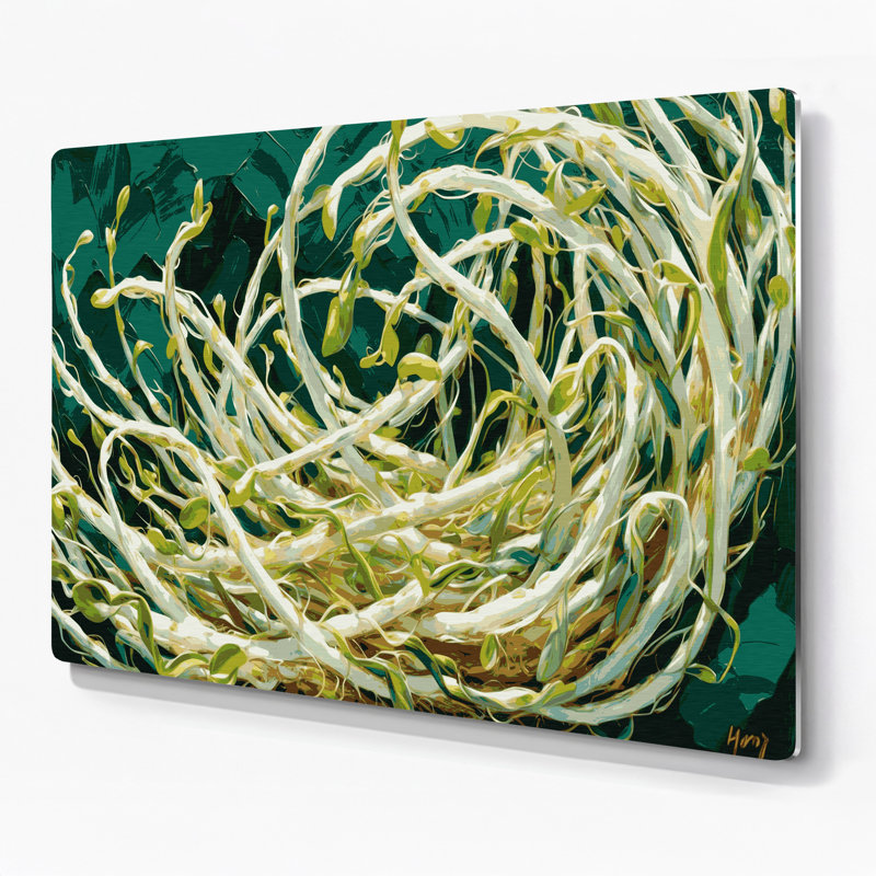Art mural en métal vert légumes haricots, H 11 po x l 14 po