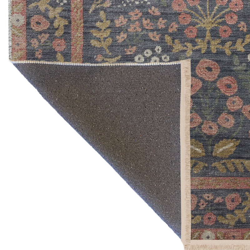 Tapis décoratif multicolore à motif floral frangé, Tapis de couloir 3 pi 3,37 po x 9 pi 10,11 po