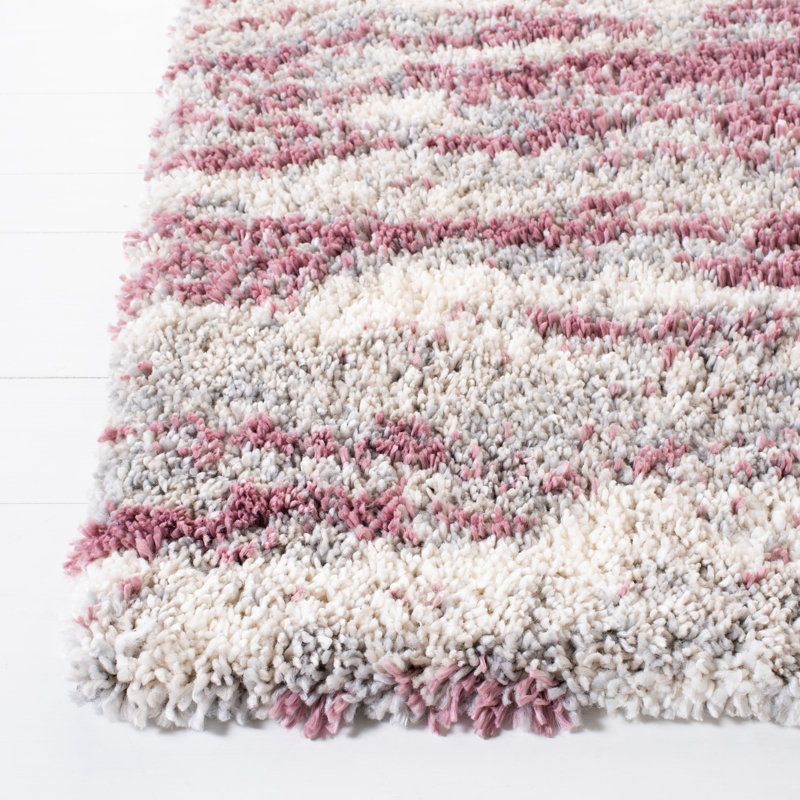 Tapis rose à motif abstrait Agassiz, Carré 5 pi 3 po