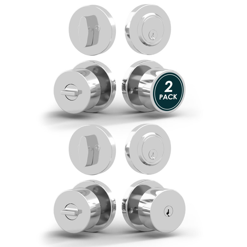 Mega Handles Buena Entry Door Knobs & Deadbolt Lock 2 Pack -Deadbolt Combo for Interior/Exterior Doors-Matte Black