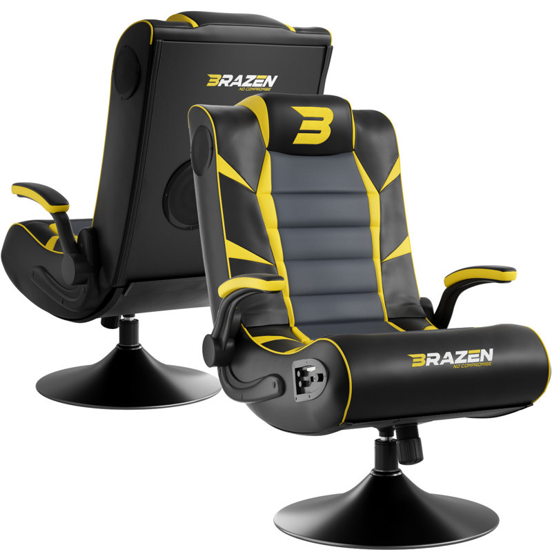 BraZen Panther Elite 2.1 Bluetooth Surround Sound Gaming Chair, Yellow