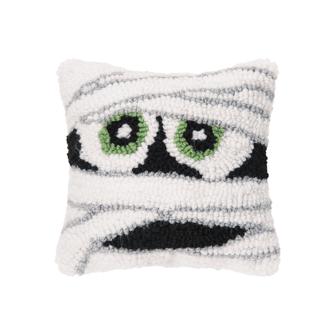 Mummy Face Hooked Halloween Petite Pillow C&F Home